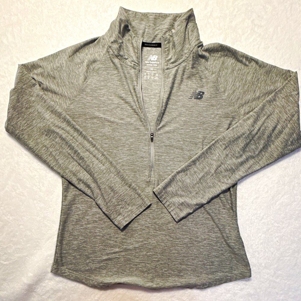 New Balance NB DRY Women's Gray Heather 1/4 Zip Mock Neck Stretch Pullover M